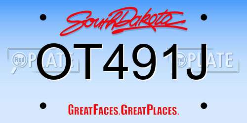 OT491J South Dakota License Plate