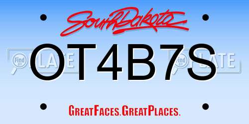 OT4B7S South Dakota License Plate