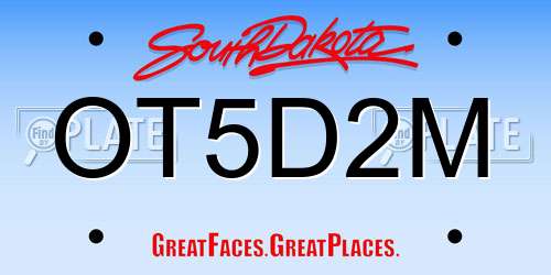 OT5D2M South Dakota License Plate