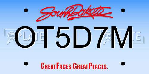 OT5D7M South Dakota License Plate