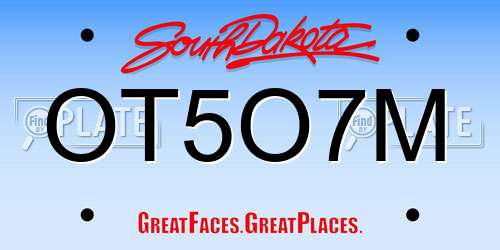 OT5O7M South Dakota License Plate