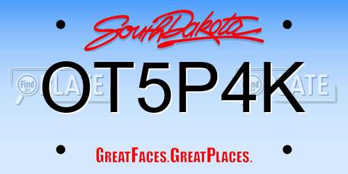 OT5P4K South Dakota License Plate