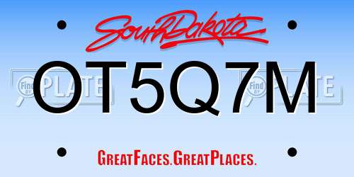 OT5Q7M South Dakota License Plate