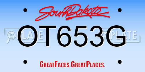 OT653G South Dakota License Plate