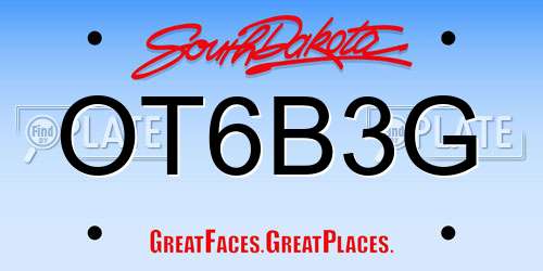 OT6B3G South Dakota License Plate
