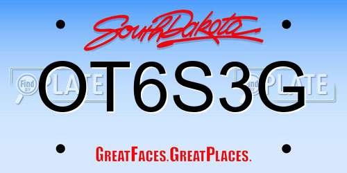 OT6S3G South Dakota License Plate