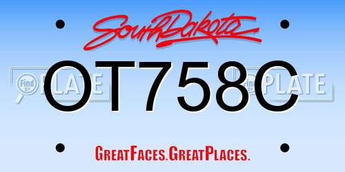OT758C South Dakota License Plate