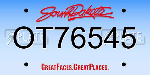 OT76545 South Dakota License Plate