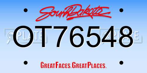 OT76548 South Dakota License Plate