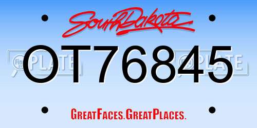 OT76845 South Dakota License Plate
