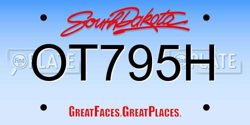 OT795H South Dakota License Plate
