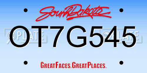 OT7G545 South Dakota License Plate