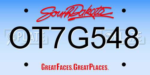 OT7G548 South Dakota License Plate