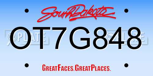 OT7G848 South Dakota License Plate