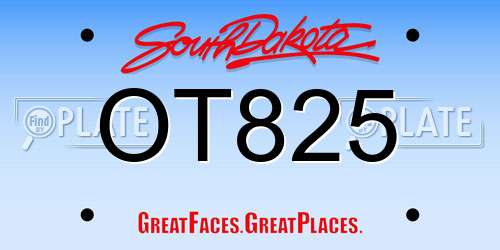 OT825 South Dakota License Plate