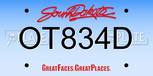 OT834D South Dakota License Plate