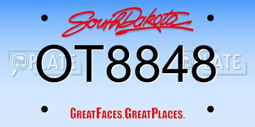 OT8848 South Dakota License Plate