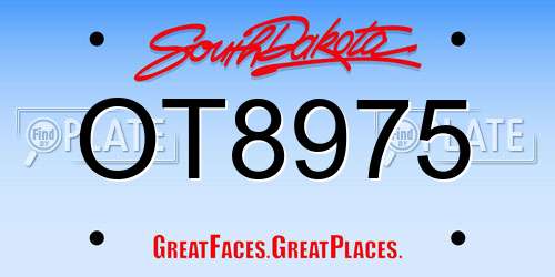 OT8975 South Dakota License Plate