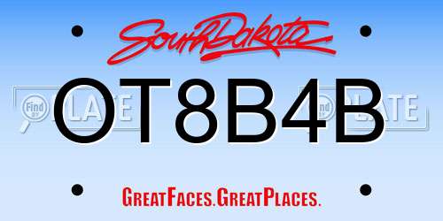 OT8B4B South Dakota License Plate