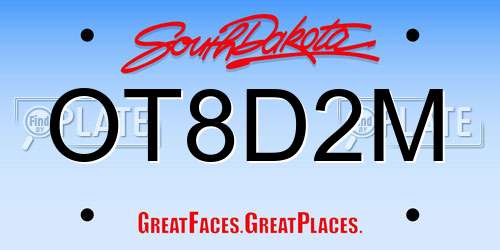 OT8D2M South Dakota License Plate