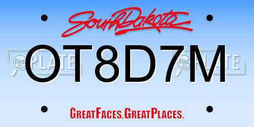 OT8D7M South Dakota License Plate