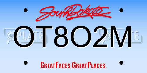 OT8O2M South Dakota License Plate