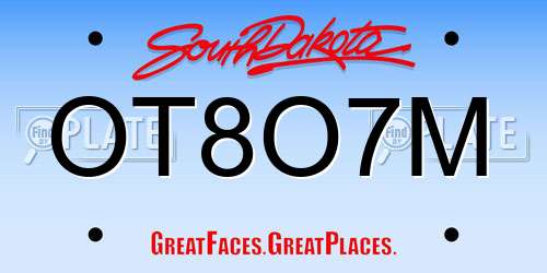 OT8O7M South Dakota License Plate