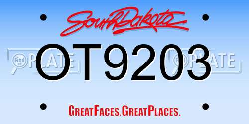 OT9203 South Dakota License Plate