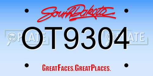 OT9304 South Dakota License Plate