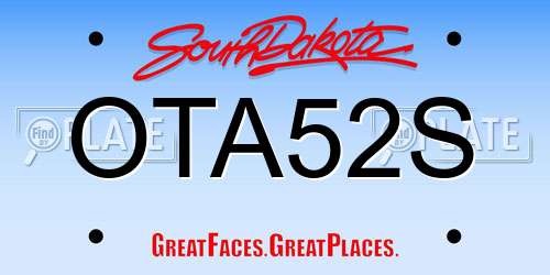 OTA52S South Dakota License Plate