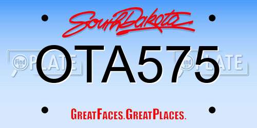 OTA575 South Dakota License Plate
