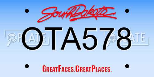 OTA578 South Dakota License Plate