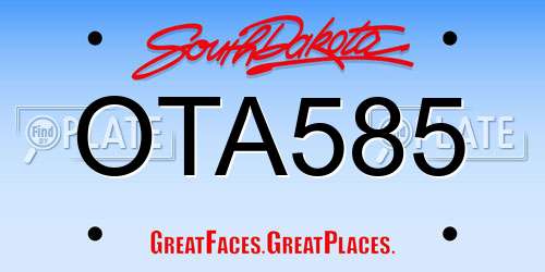 OTA585 South Dakota License Plate