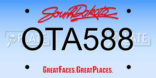 OTA588 South Dakota License Plate