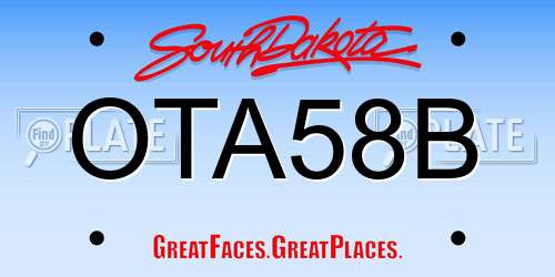 OTA58B South Dakota License Plate