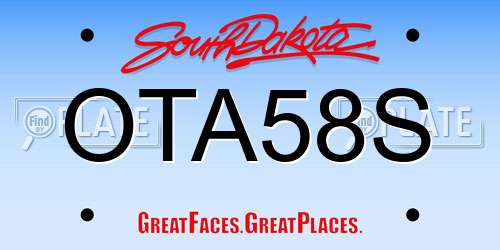 OTA58S South Dakota License Plate