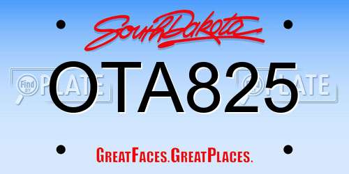 OTA825 South Dakota License Plate