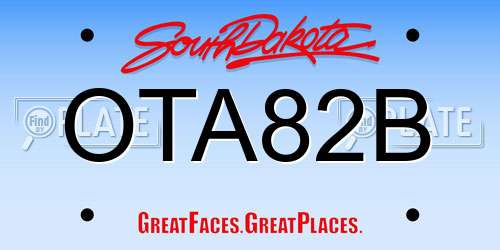 OTA82B South Dakota License Plate