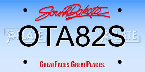OTA82S South Dakota License Plate