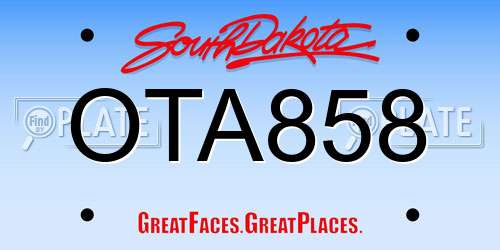OTA858 South Dakota License Plate
