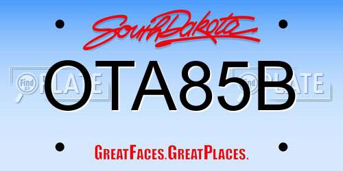OTA85B South Dakota License Plate