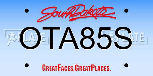 OTA85S South Dakota License Plate