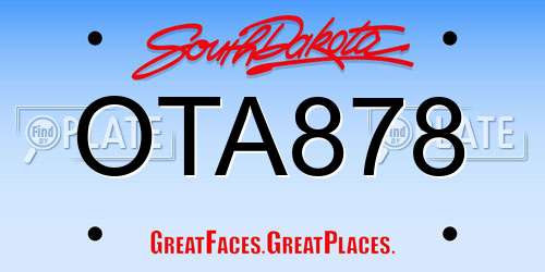 OTA878 South Dakota License Plate