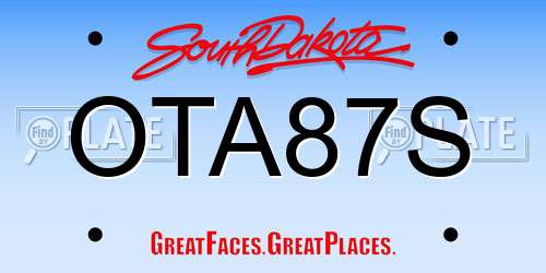 OTA87S South Dakota License Plate