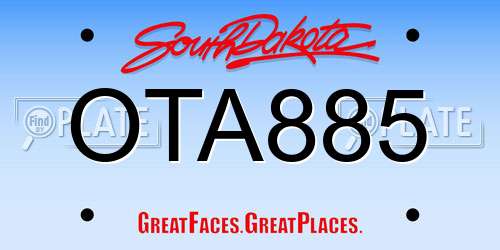 OTA885 South Dakota License Plate