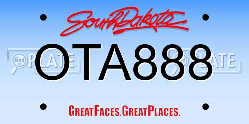 OTA888 South Dakota License Plate