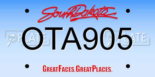 OTA905 South Dakota License Plate