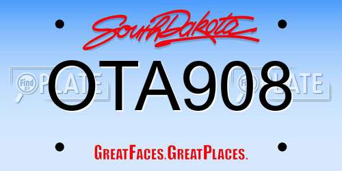 OTA908 South Dakota License Plate