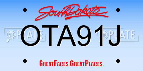 OTA91J South Dakota License Plate