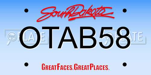 OTAB58 South Dakota License Plate